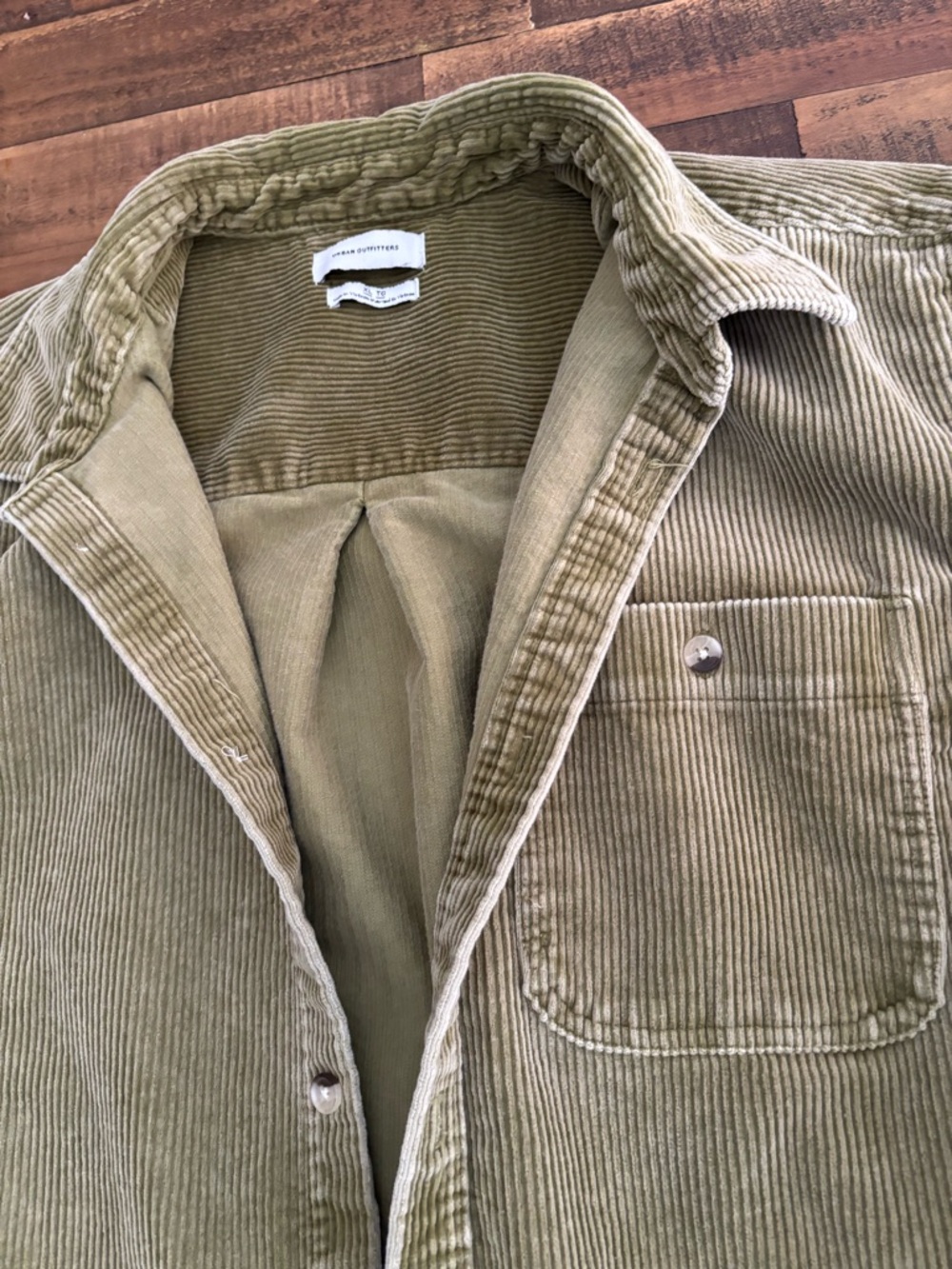 Urban Outfitters Olive Green Corduroy Button-Down Shirt - Picture 2 of 4
